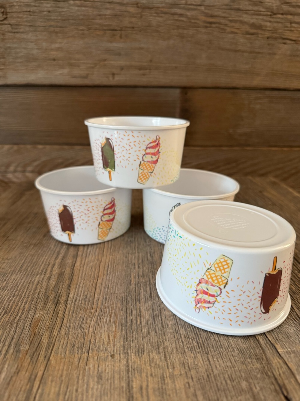 Sur La Table Ice Cream Print Melamin Dessert Bowls - Set of 4